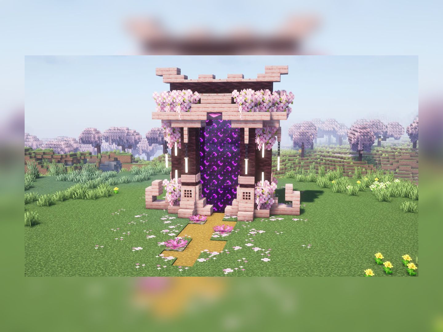 【minecraft建筑教程】樱花下届门设计