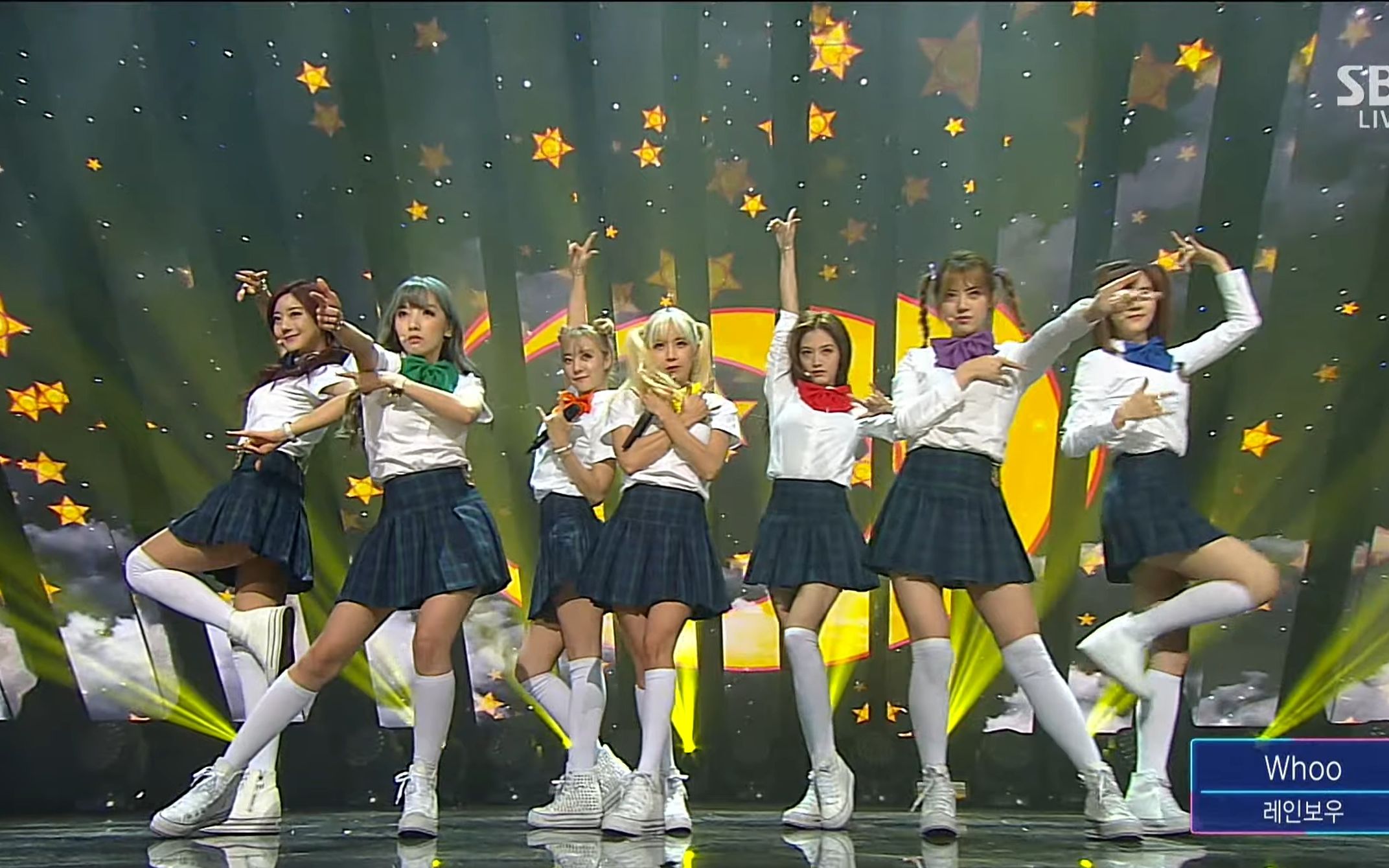 【糊团好歌】rainbow - whoo 二代女团超清现场!彩虹团变身变身!