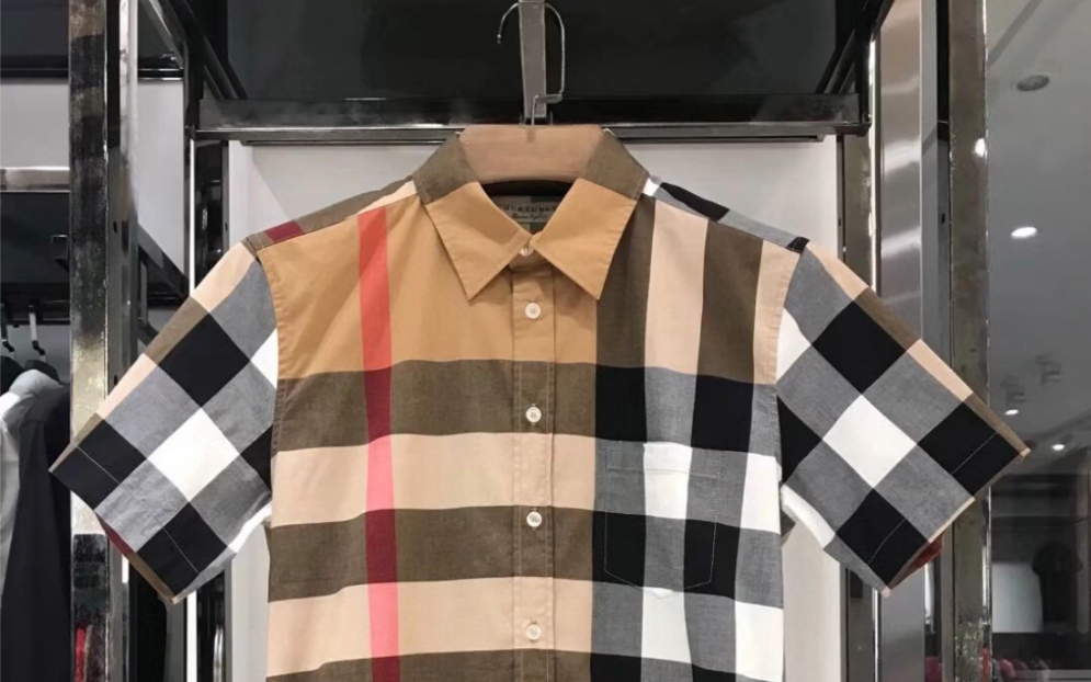 推荐高仿burberry巴宝莉男装98原单品质专柜同步反向设计格纹纯棉
