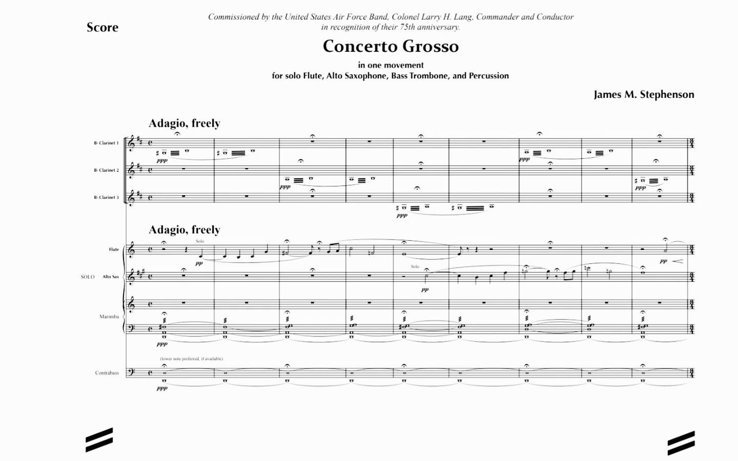 [图]［曲谱同步］［管乐］Concerto Grosso 予独奏长笛，中音萨克斯风，柔音琴与管乐团的大协奏曲 By James Stephenson