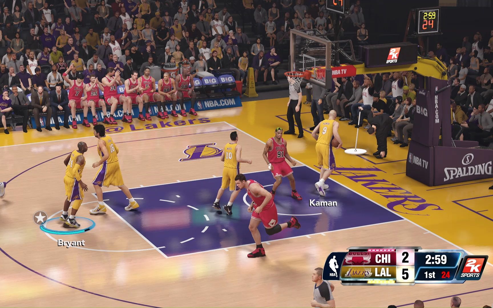 ps4版nba2k14 现役湖人vs98公牛