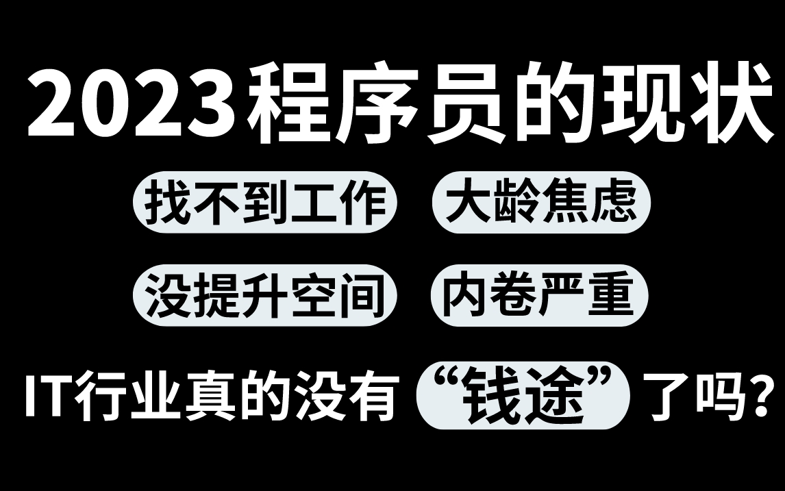 2023IT行业还有“钱”途吗?程序员找不到工作、年龄大学历低、内卷严重、技术不好/没提升空间怎么办?马士兵一个视频告诉你如何破局!哔哩哔哩bilibili