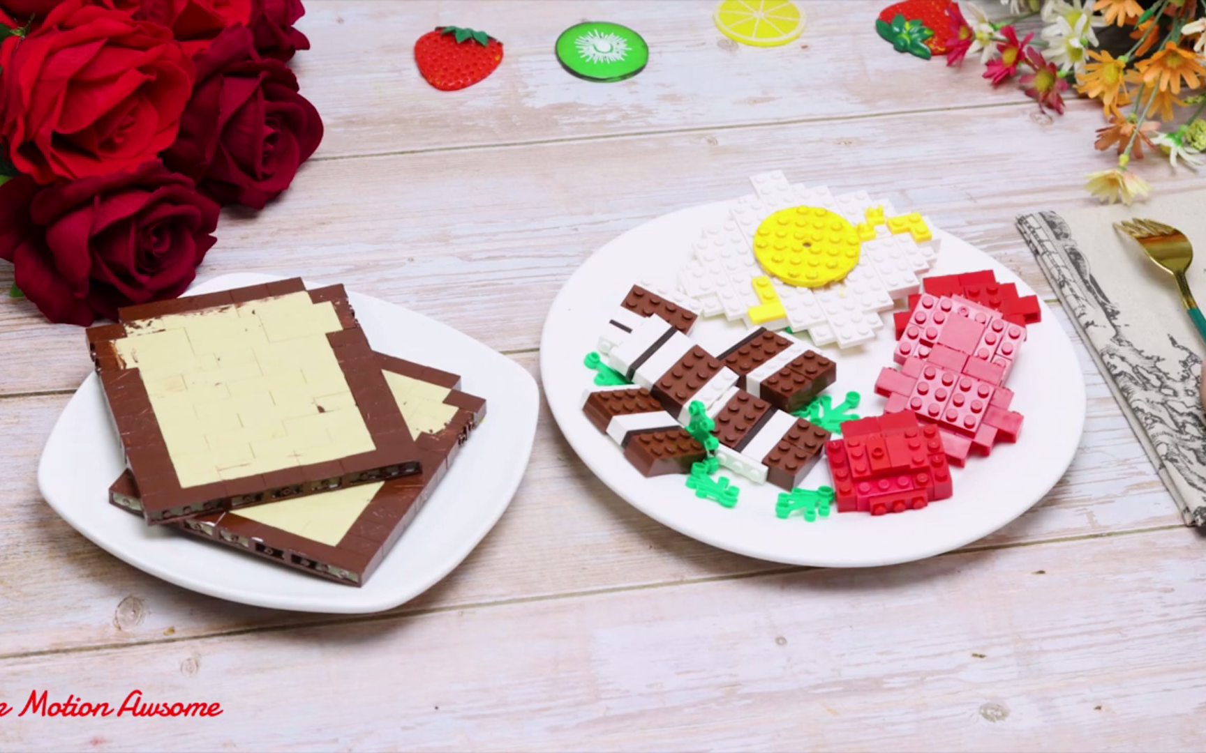 定格动画乐高烹饪午餐myfavoritelegolunchlegoinreallifestopmotion