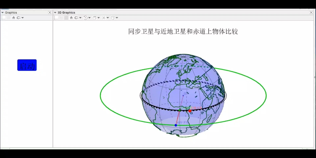 同步卫星、近地卫星与赤道上物体动画模拟哔哩哔哩bilibili