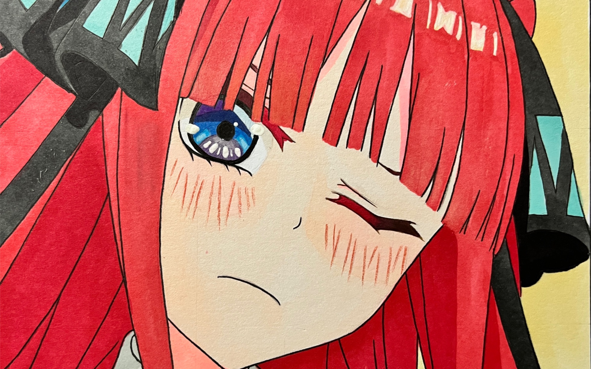 第53幅-马克笔手绘五等分的花嫁-中野二乃