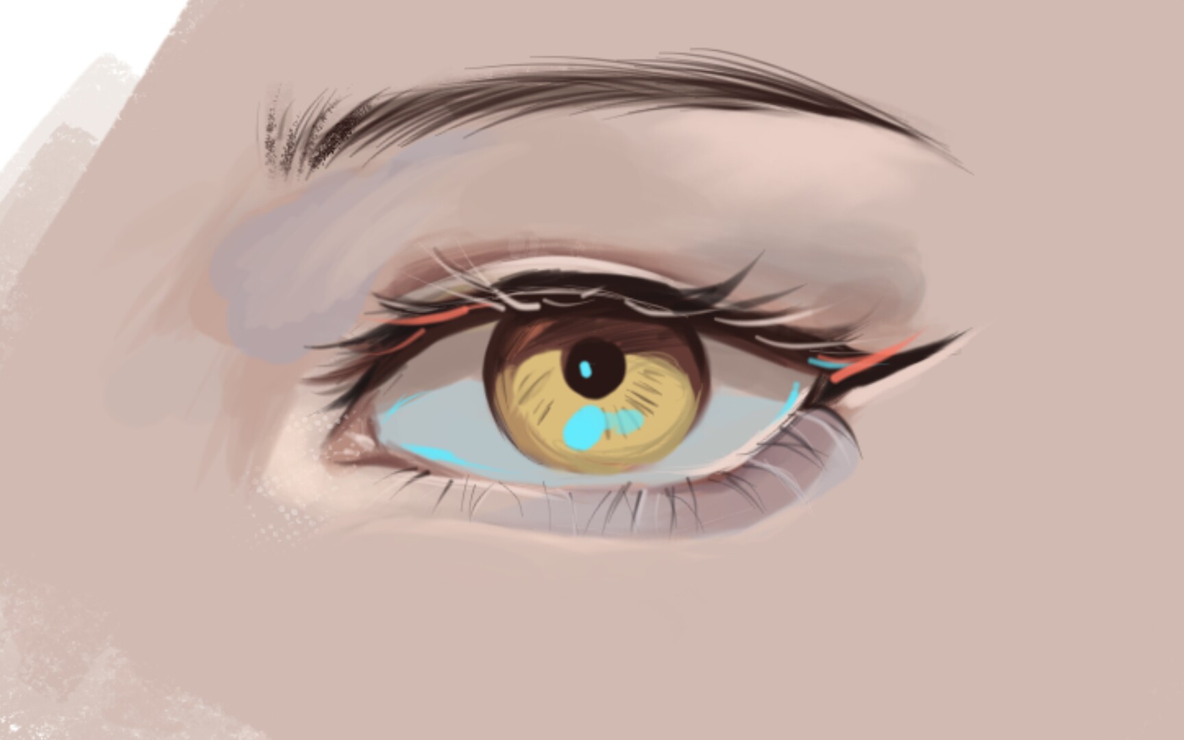 一个超级简单的伪厚涂眼睛上色过程