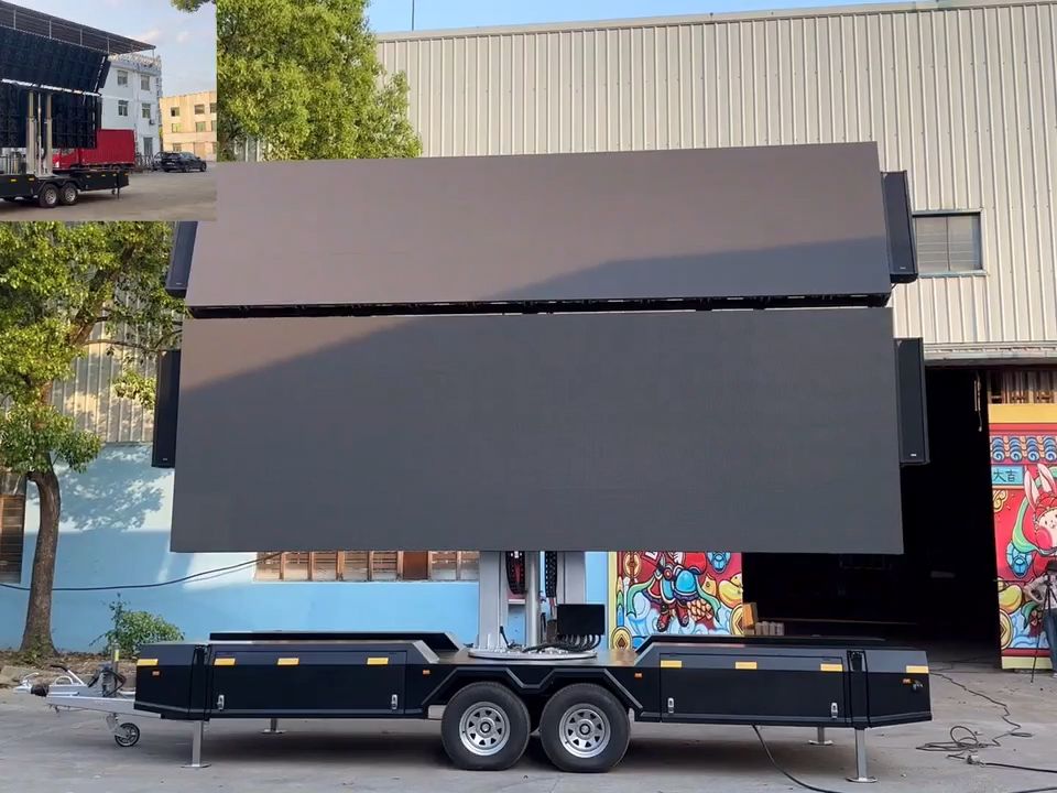 可移动可升降可折叠可旋转的led户外显示屏,移动户外显示大屏,led户外