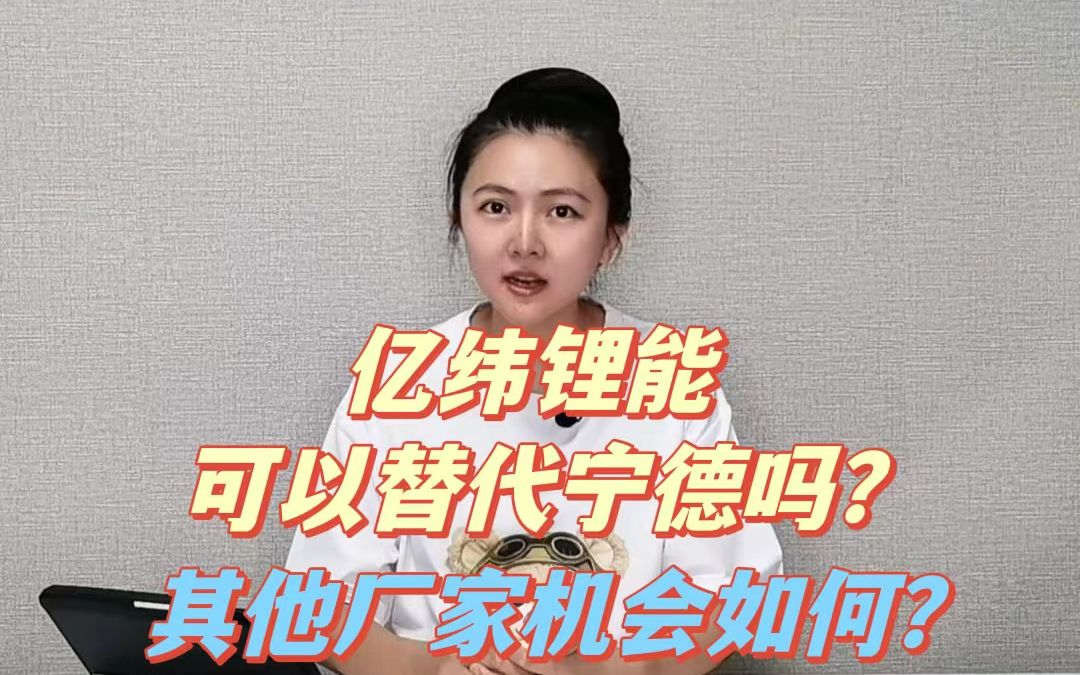 亿纬锂能,可以替代宁德吗?其他厂家机会如何?哔哩哔哩bilibili