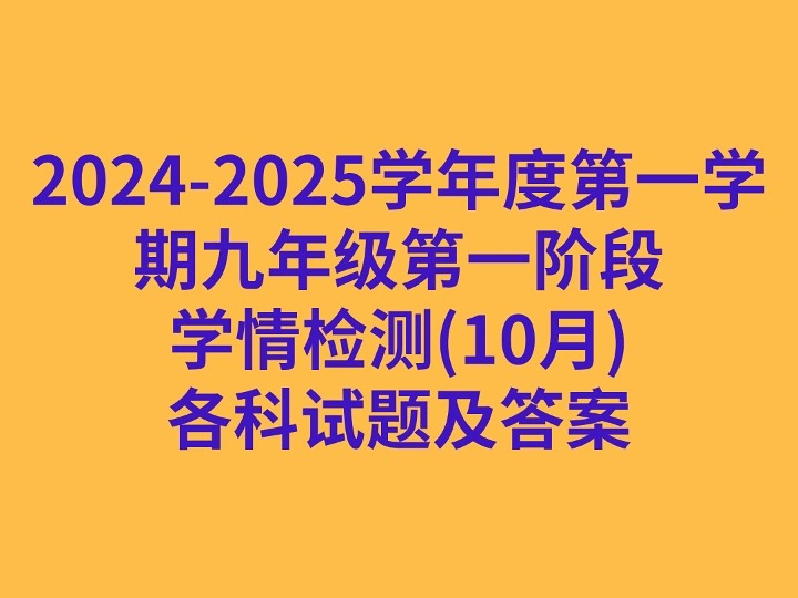 20242025学年度第一学期九年级第一阶段学情检测(10月)各科试卷及答案哔哩哔哩bilibili