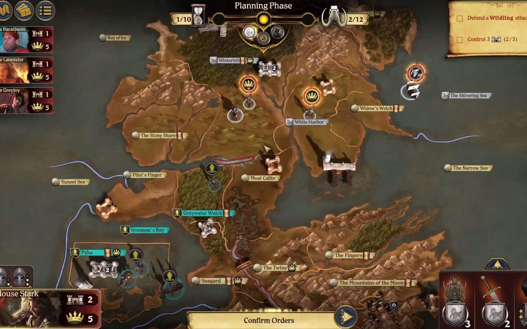 【权力的游戏版图版桌游】教学关卡三 保卫长城 史塔克经典狭海鹰巢城