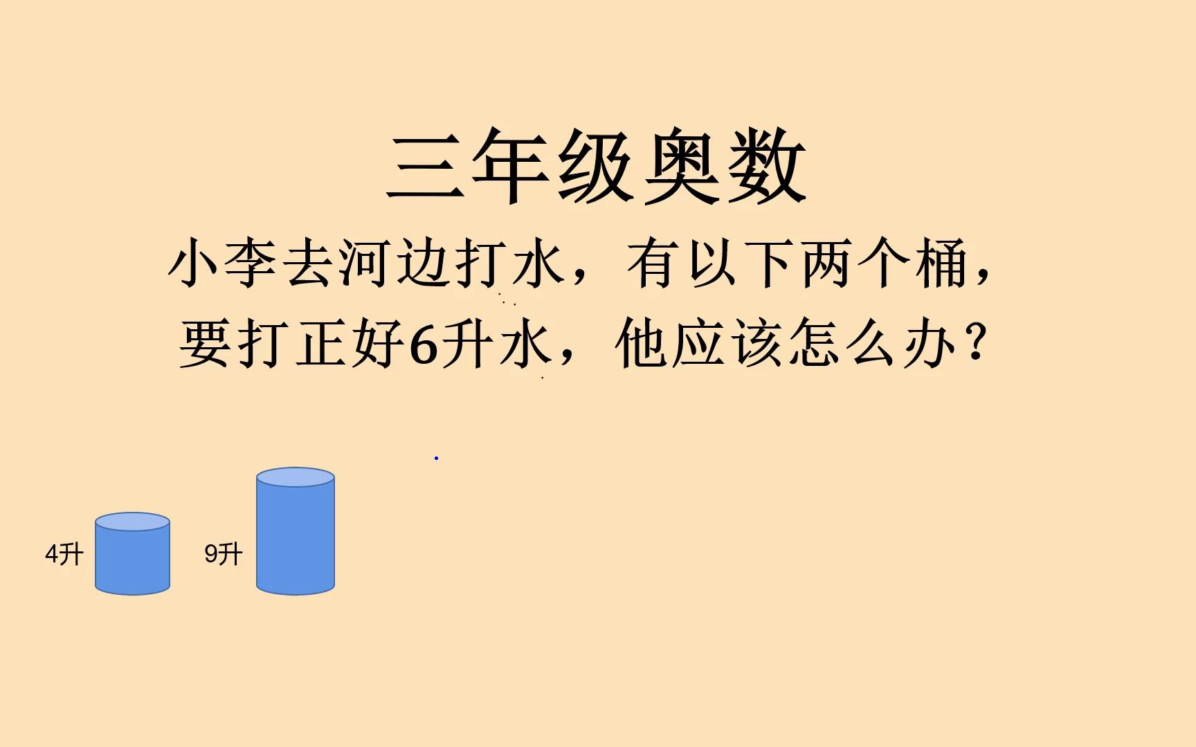 三年级奥数,用4升和9升的水桶,如何打6升的水?哔哩哔哩bilibili