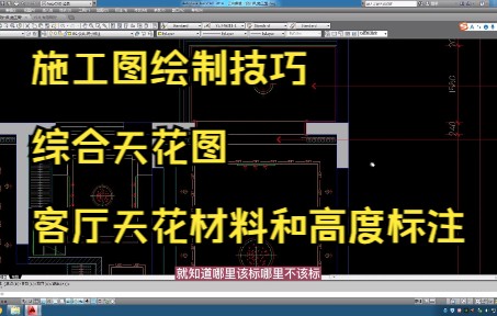 67.施工图绘制技巧丨综合天花图丨客厅天花材料和高度标注哔哩哔哩bilibili