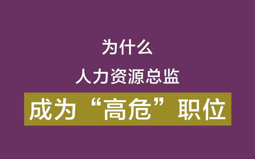 为什么中小企业人力资源总监成了一个高危的职位?哔哩哔哩bilibili