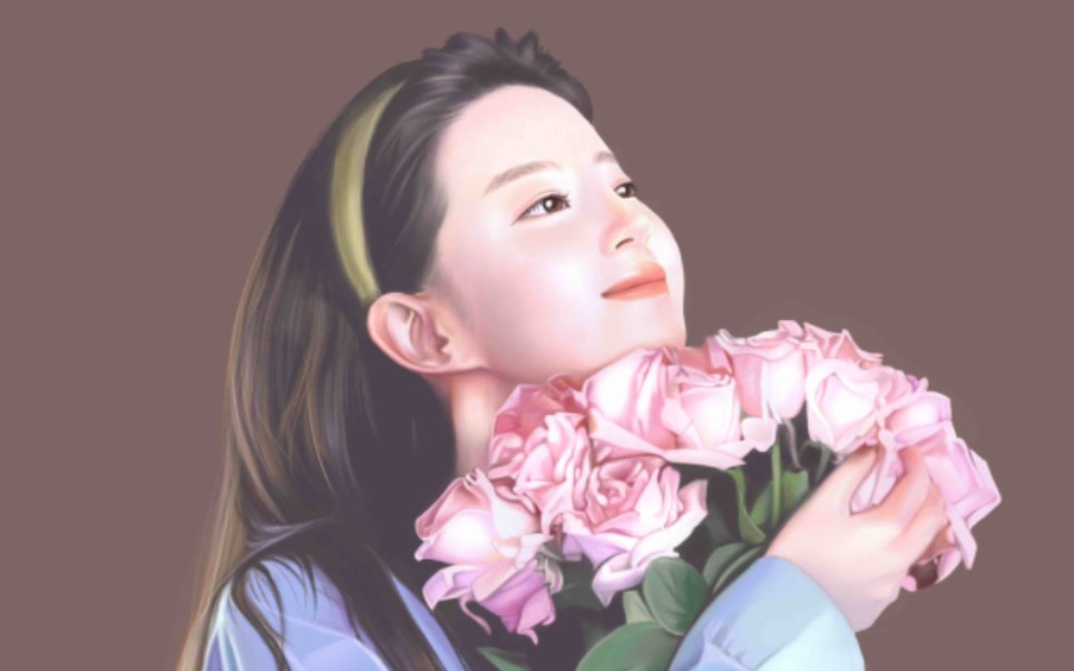 神仙姐姐刘亦菲捧花绘画过程