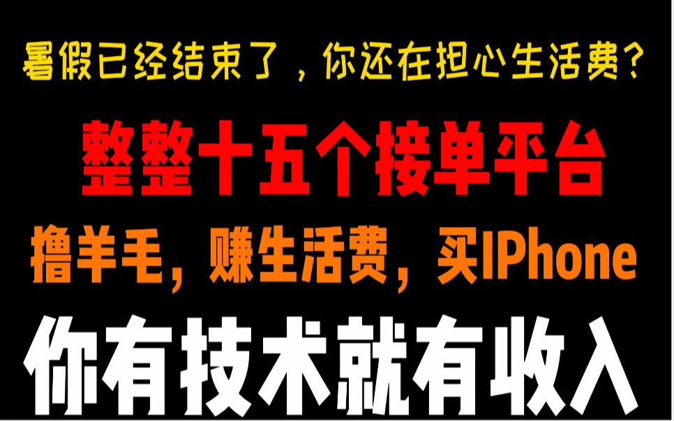 暑假结束了你还在担心生活费?用Python去这十五个接单平台就能让你日入300+哔哩哔哩bilibili