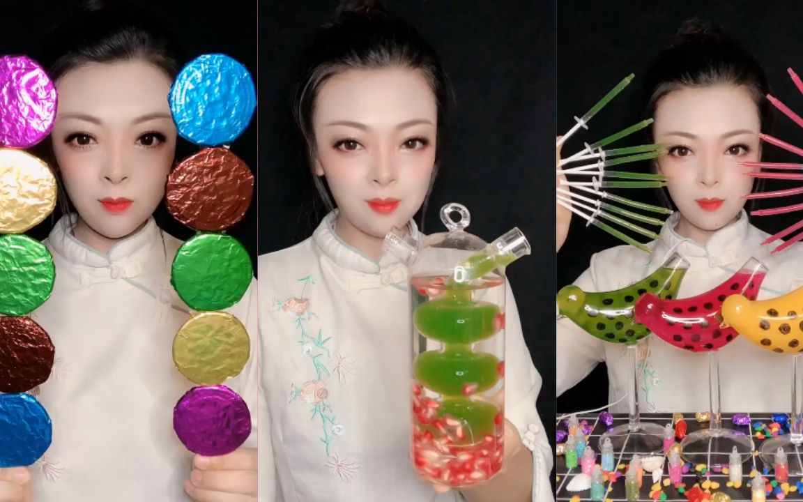 喝播小姐姐喝饮料:喝珍珠奶茶,柠檬水,酸梅汤,杯子真好看声音真好听