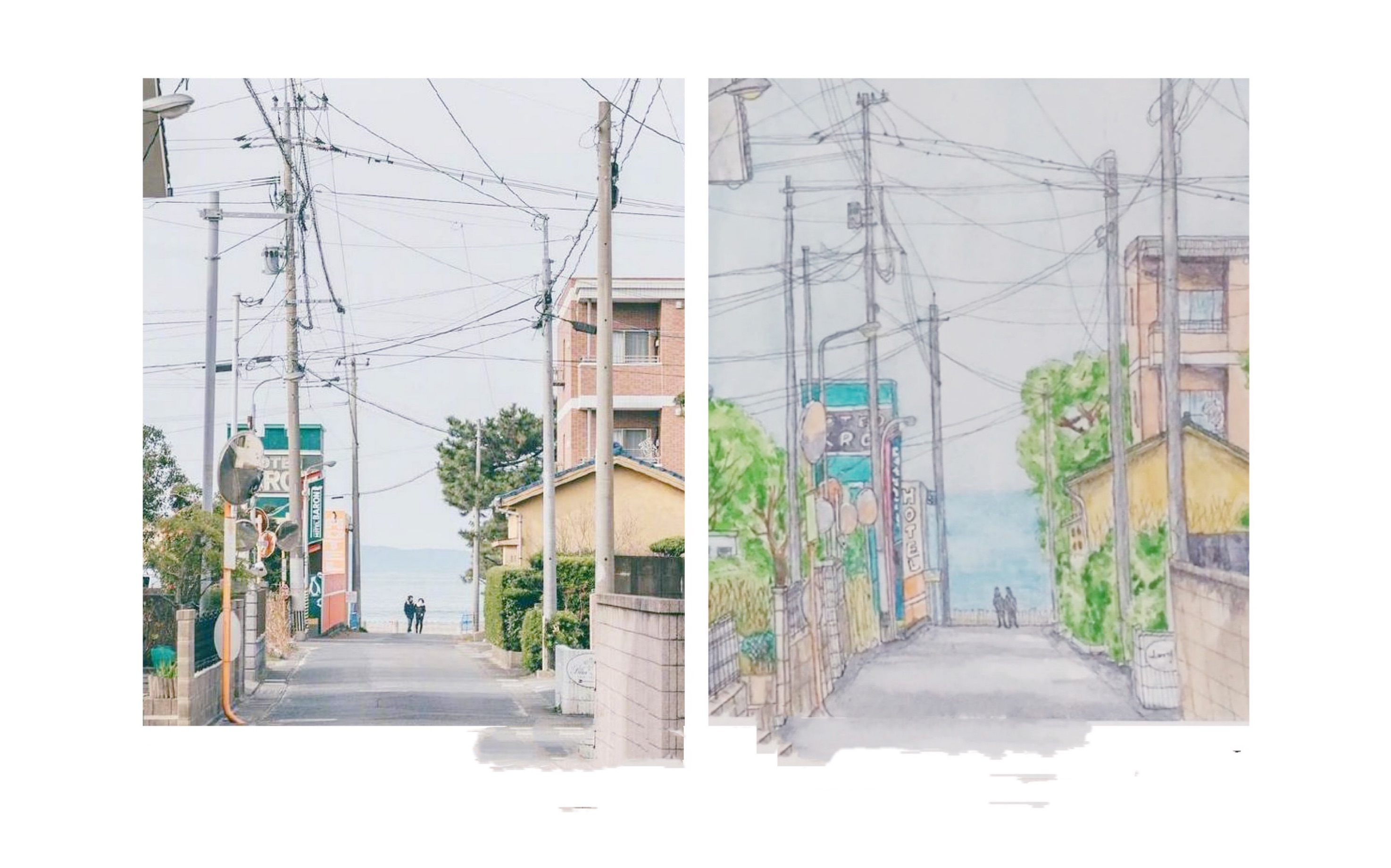 maina水彩手绘日本街道第二张还是好难