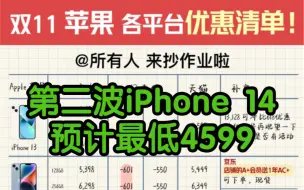 Download Video: 双十一第二波苹果各平台优惠清单！iPhone 14预计最低4599