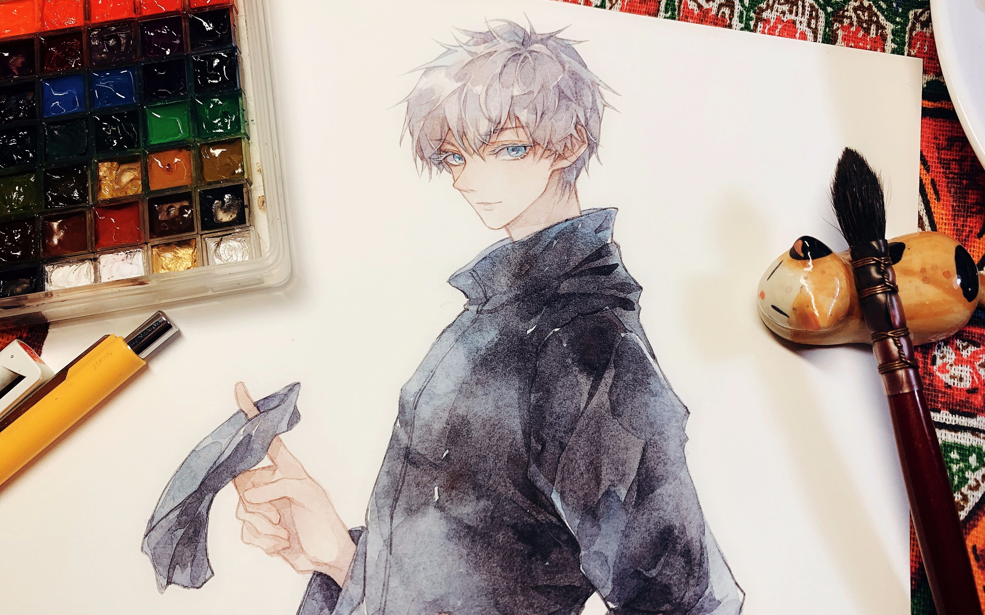 手绘水彩7分钟带你画五条悟老师78