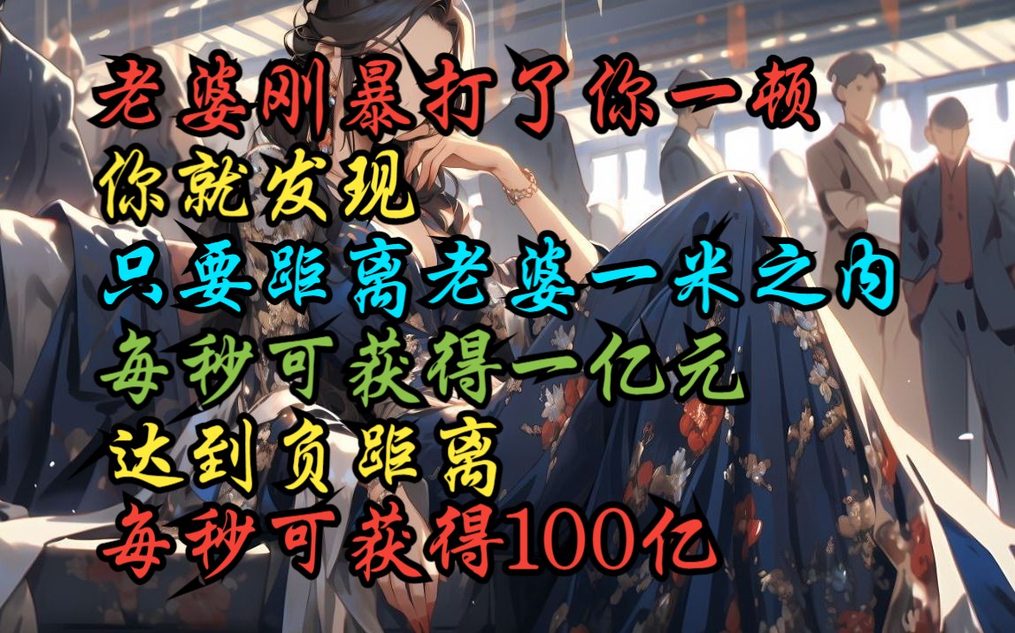 “老婆刚暴打了你一顿你就发现,只要距离老婆一米之内,每秒可获得一亿元,达到负距离每秒可获得100亿”哔哩哔哩bilibili