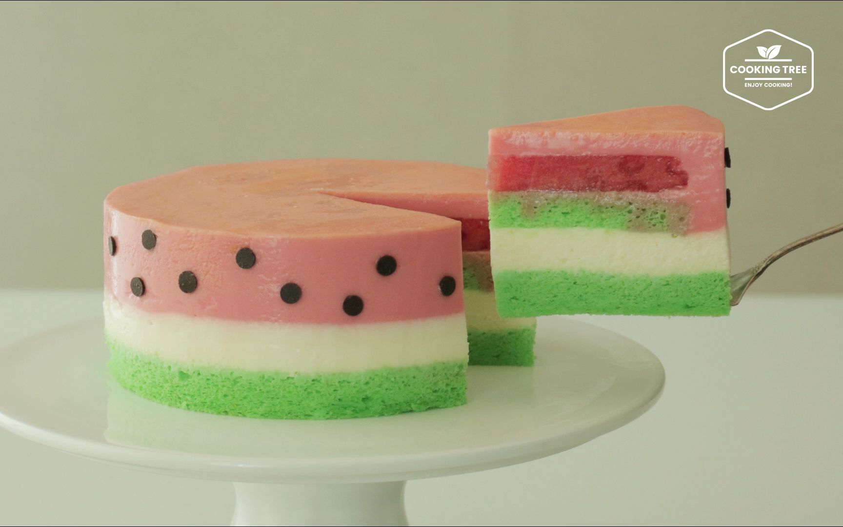 【中字】西瓜慕斯蛋糕|cookingtree