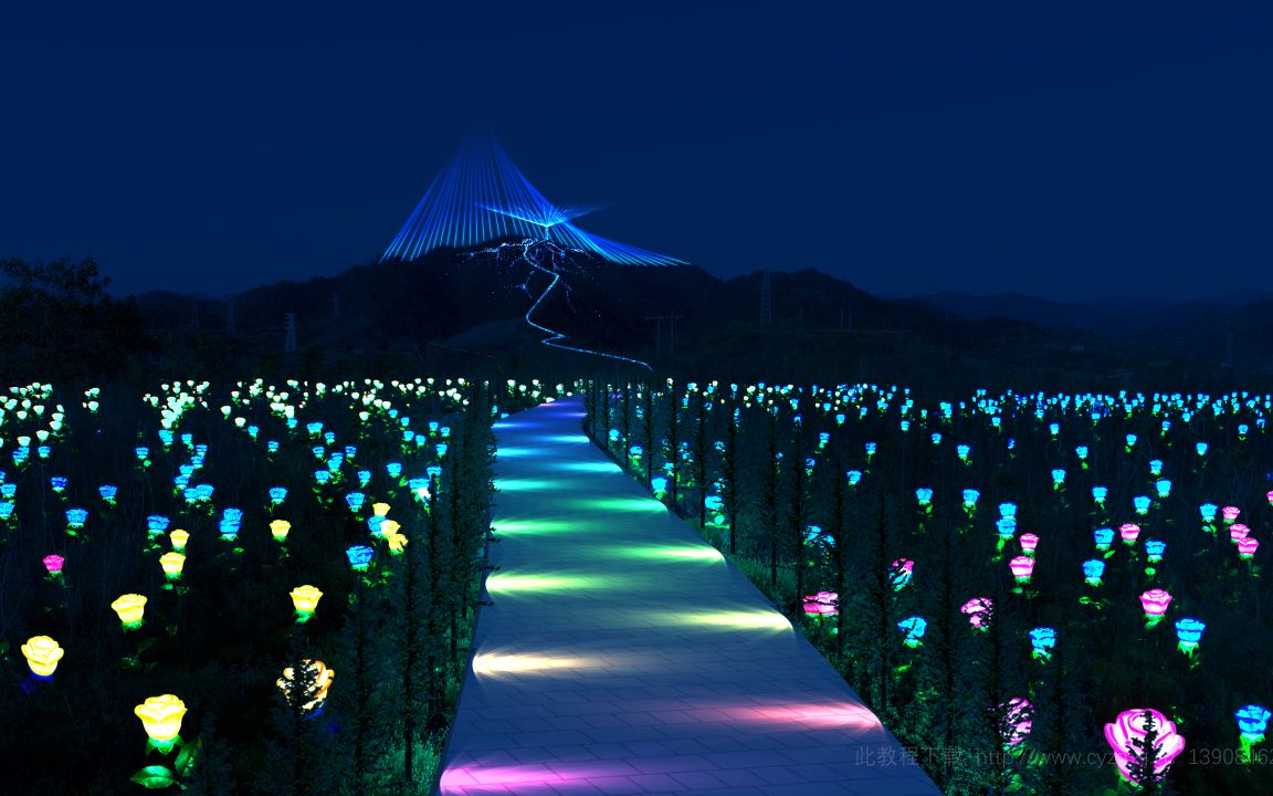 景区夜景灯光创意沉浸式光影秀设计视频教程户外景观照明灯光动画设计