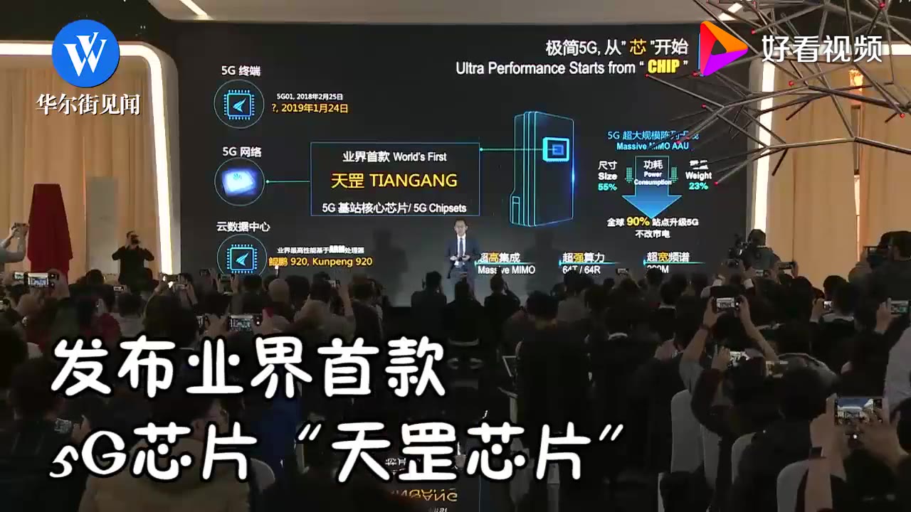 一分钟看完华为5G发布会:发布天罡芯片,下月或推5G折叠屏手机哔哩哔哩bilibili