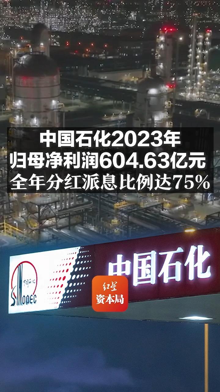 中国石化2023年归母净利润604.63亿元 全年分红派息比例达75%哔哩哔哩bilibili