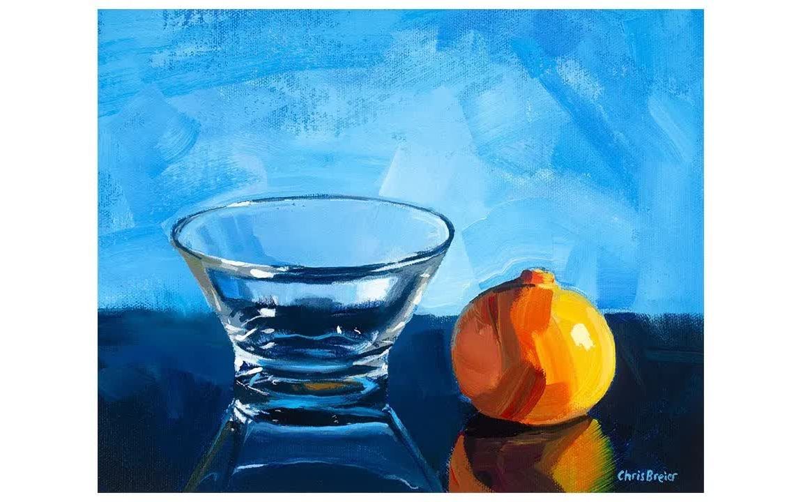 [图]【丙烯画】【绘画教程】【静物写生】柑橘和玻璃杯-Tangerine Still Life Painting Demo