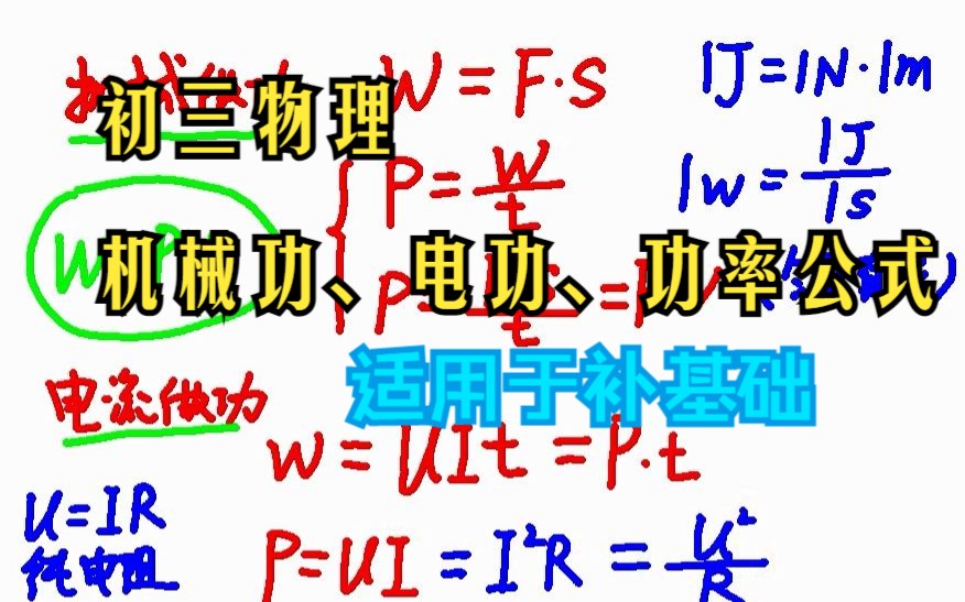 初三物理机械功、电功、功率公式 适用于补基础哔哩哔哩bilibili