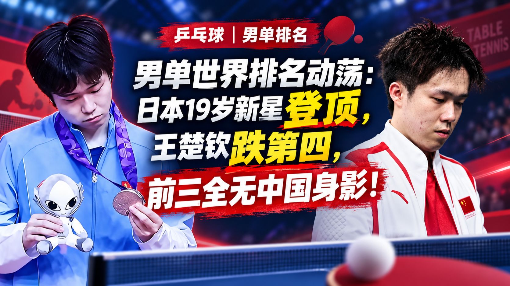 男单世界排名变天：日本19岁新星登顶，王楚钦跌第四，前三全无中国身影！