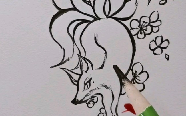 九尾狐怎么画可爱精灵图片