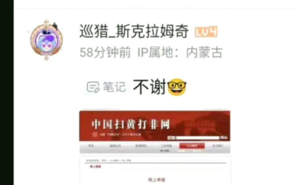 OP向中国扫黄打非网举报尘白禁区