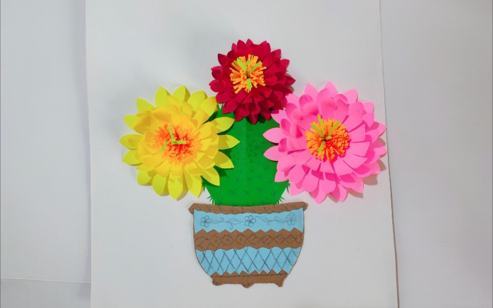 创意美术剪纸粘画纸浮雕作品视频教程!