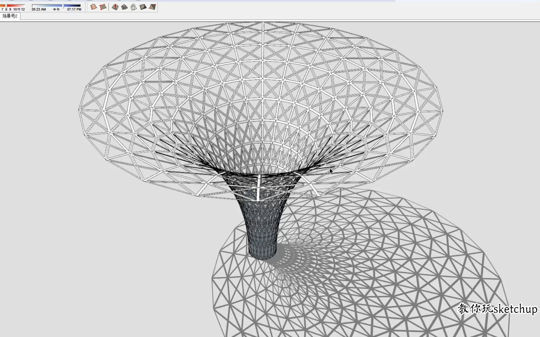 sketchup基础原生工具怎么做曲面异形结构?原来都是靠这个建模思路!