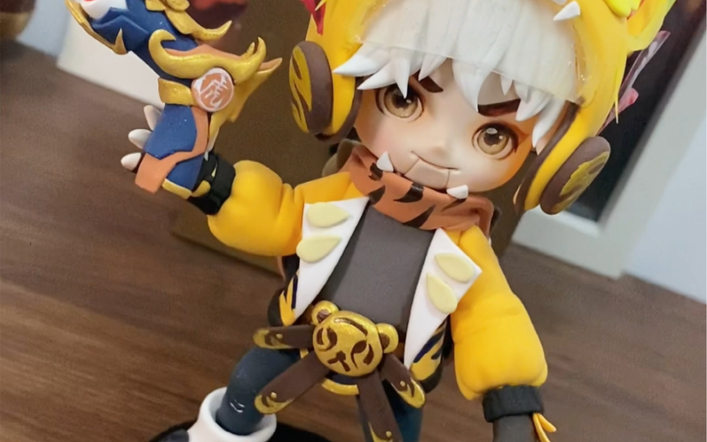 超轻粘土鲁班七号虎年皮肤寅虎.瑞焰王者荣耀超轻粘土手工制作