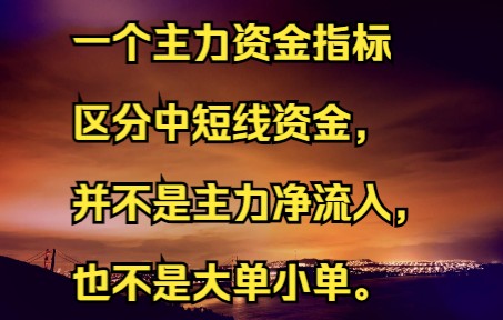 一个主力资金指标区分中短线资金,并不是主力净流入,也不是大单小单.哔哩哔哩bilibili