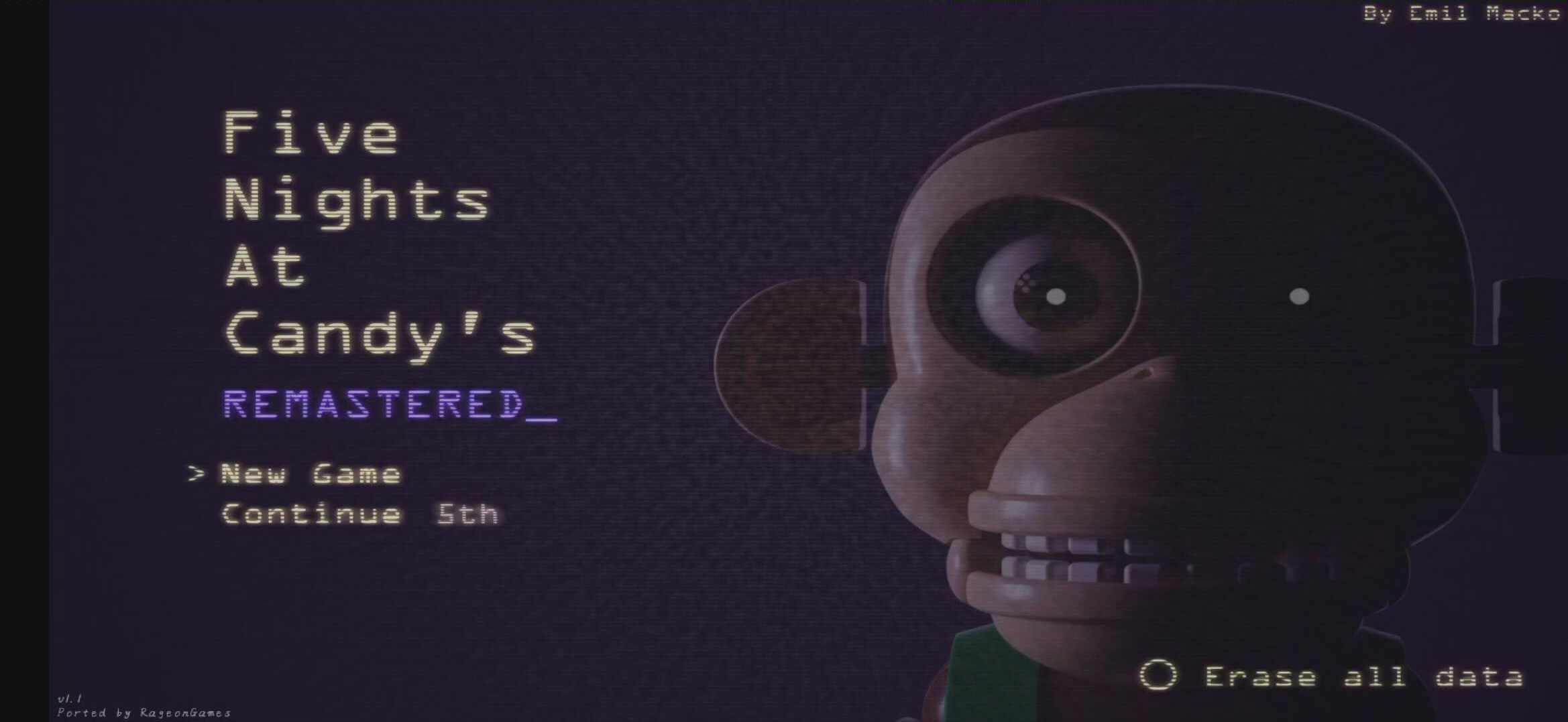 [图]《玩具熊的五夜后宫同人游戏-five nights at candy's》-重制版-高画质恐怖游戏，过五夜败6夜