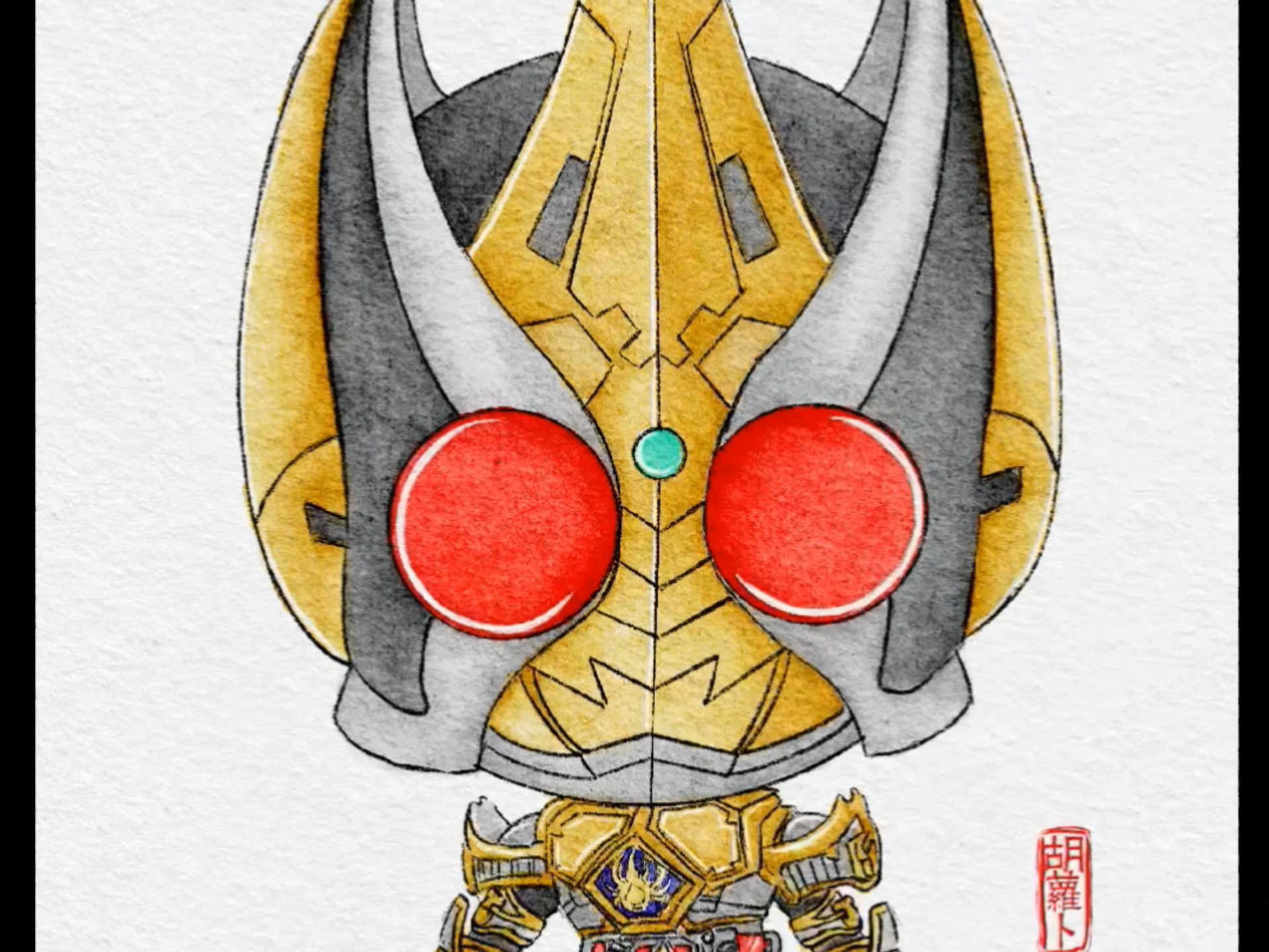 q版 假面骑士剑 帝皇剑 绘画过程