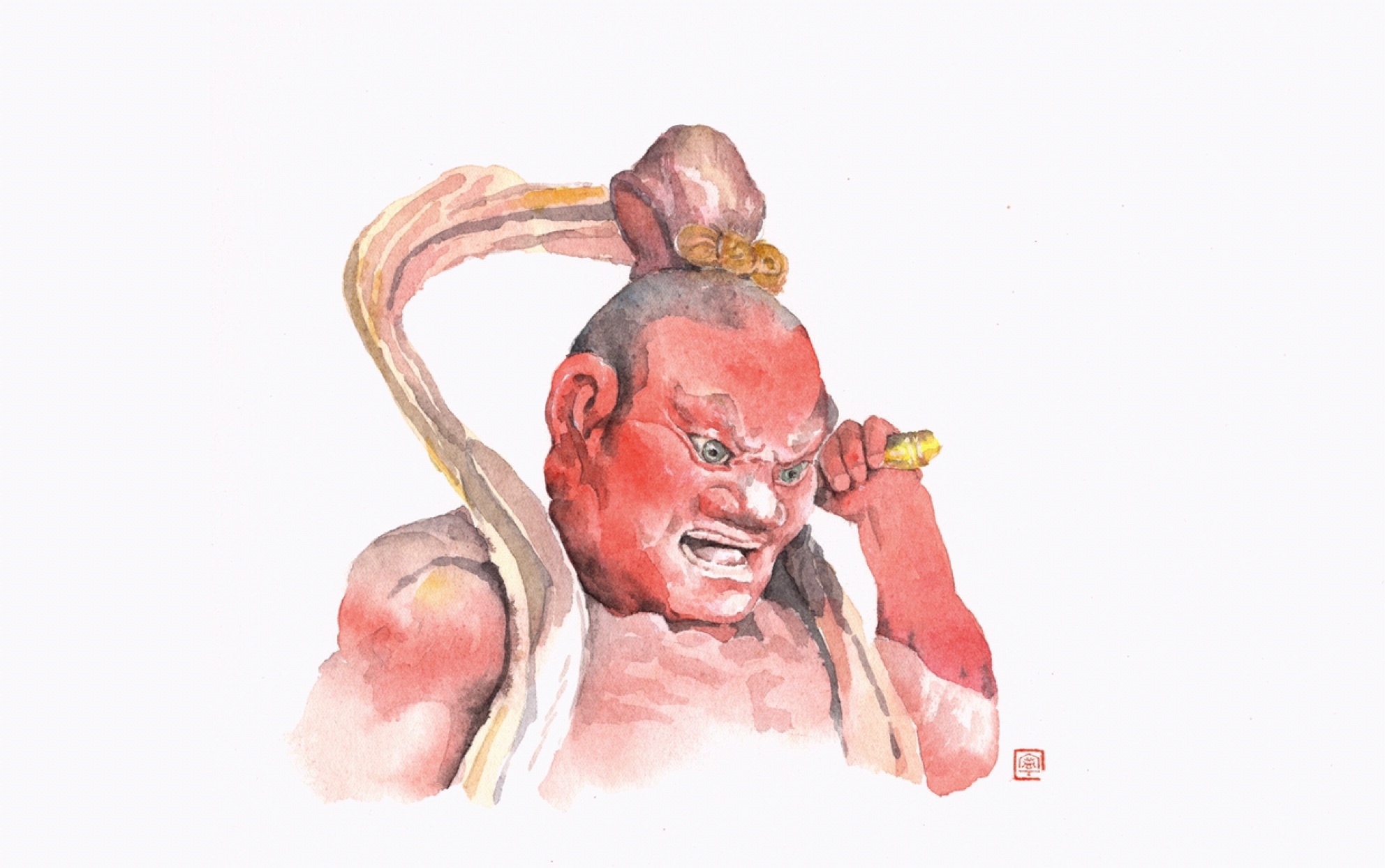 水彩-怒目金刚