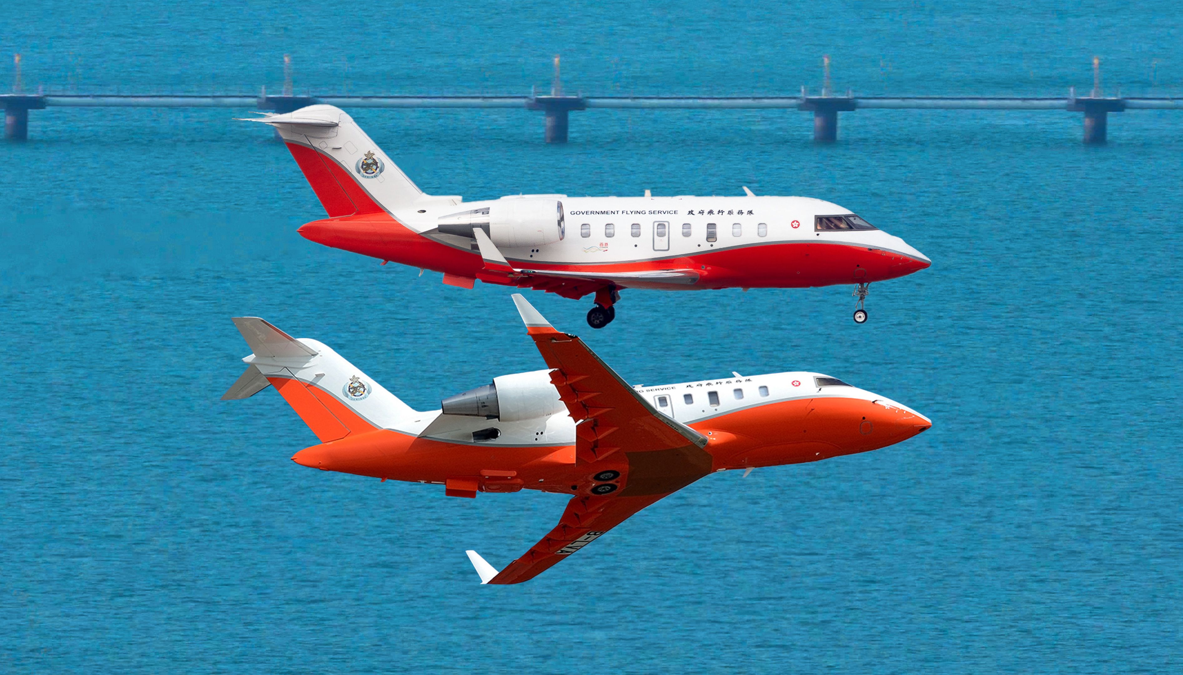 实拍香港飞行服务队 挑战者600多用途飞机起降