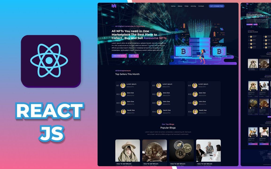 【代码】React JS动画网站教程初学者React JS项目哔哩哔哩bilibili