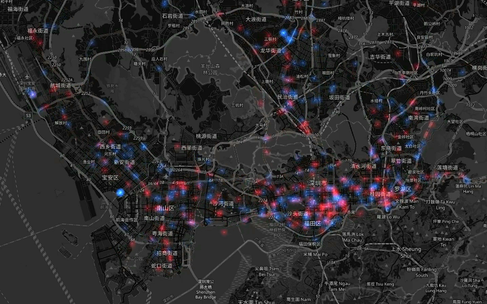 【数据可视化】深圳出租车GPS可视化,红色为载客,蓝色为空载哔哩哔哩bilibili