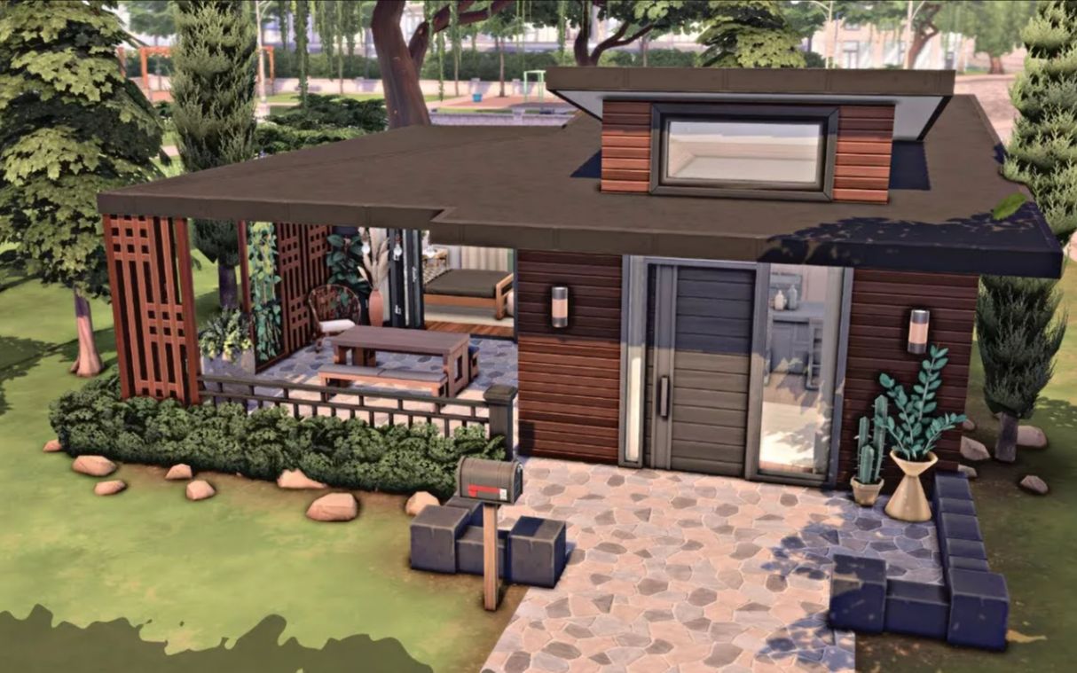 模拟人生4速建搬运:小型现代房屋 tiny modern house 93 the sims 4