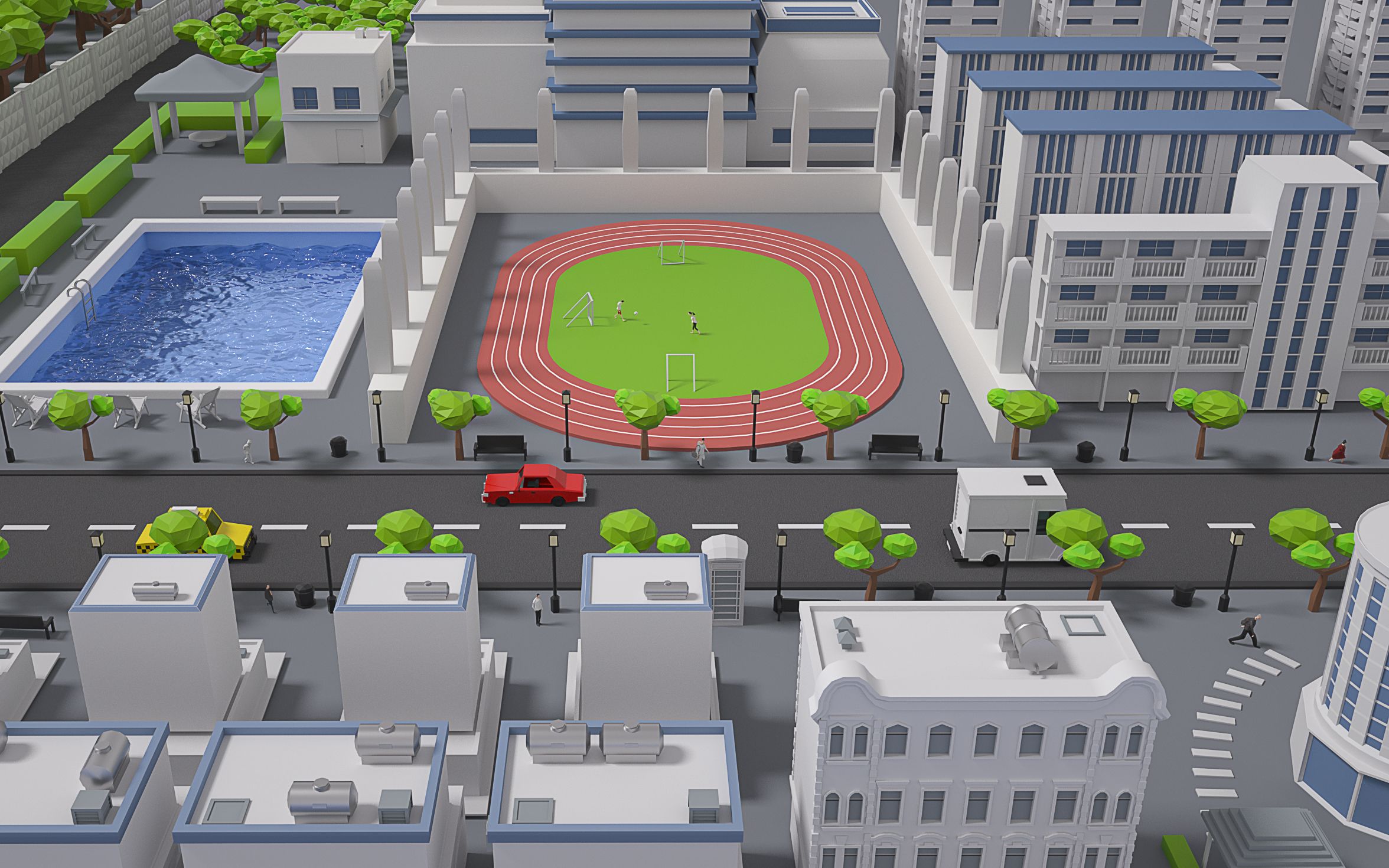 c4d学校场景速刷-片段