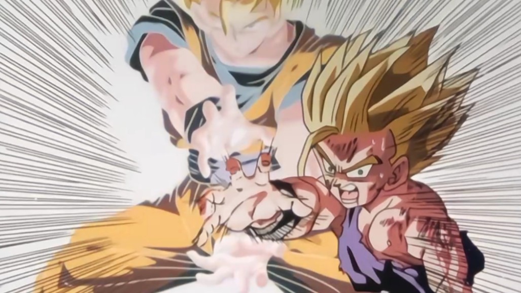 孙悟饭vs闪电沙鲁!父子两人的合力龟派气功波!