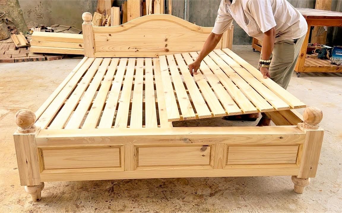 农村木匠教你自制实木床,比买的更漂亮,更结实,简单易学
