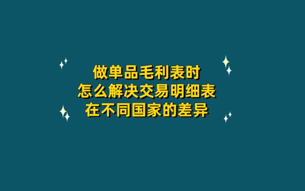 做单品毛利表时怎么解决交易明细表在不同国家的差异?哔哩哔哩bilibili