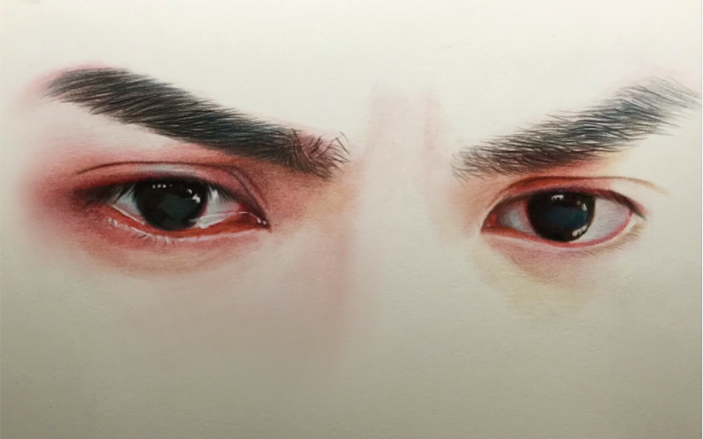 彩铅手绘画罗云熙的泪眼
