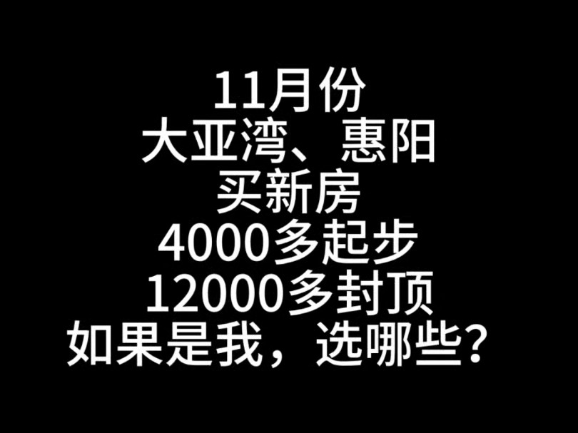 11月份,大亚湾、惠阳买新房,4000多起步,12000多封顶,如果是我,选哪些?#惠州买房#大亚湾买房#惠阳买房#惠州临深买房#深圳周边买房哔哩哔哩...